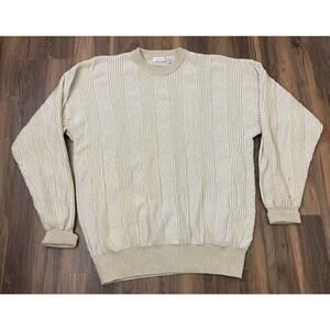 VTG 90s Claiborne Australia 3D knit geometric crewneck cotton pullover sweater L